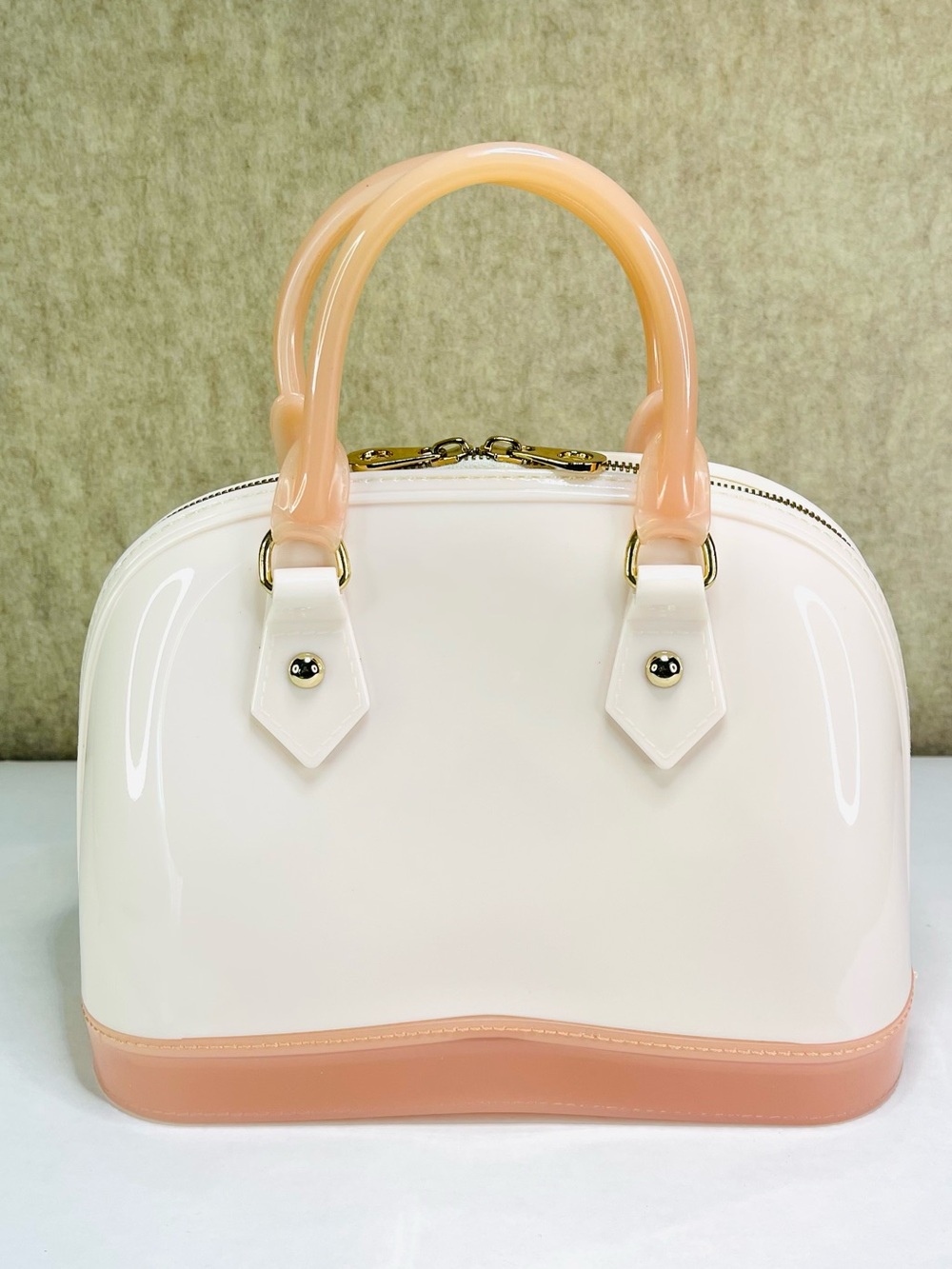 Pink and Cream Candy Bag Medium Size Silicone Purse Bag